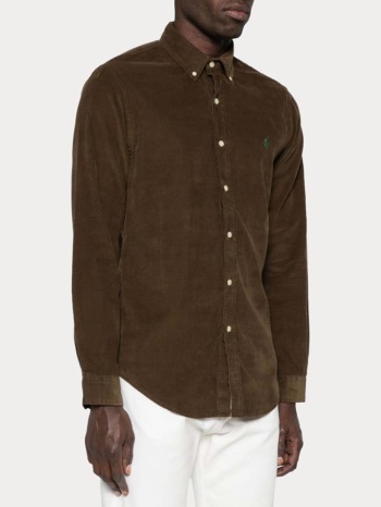 ανδρικο πουκαμισο polo ralph lauren l/s corduroy brown polo σε προσφορά