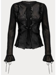 μπλουζα only marlin ls frill tie top wvn black only