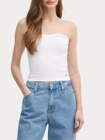 top calvin klein woven label strapless ribbed brilliant σε προσφορά