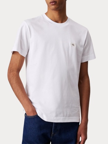 t-shirt calvin klein woven label tee bright white calvin σε προσφορά