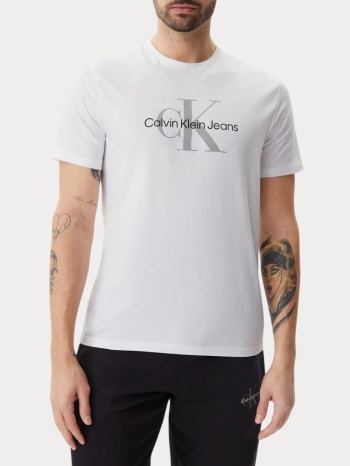 t-shirt calvin klein monologo regular fit brilliant white σε προσφορά