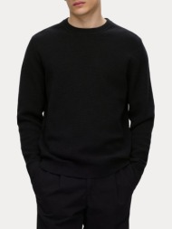 πλεκτο selected slhross ls knit structure crew neck black selected