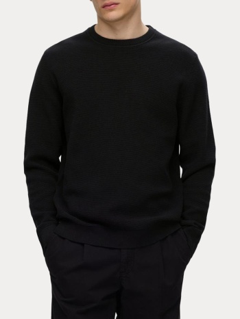 πλεκτο selected slhross ls knit structure crew neck black σε προσφορά