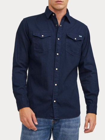τζιν πουκαμισο jack & jones jjesheridan l/s slim dark navy σε προσφορά