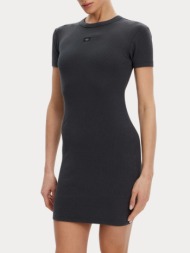 φορεμα calvin klein woven label rib washed black calvin klein