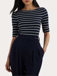 γυναικειο top polo ralph lauren judy elbow sleeve boatneck navy/white polo ralph lauren