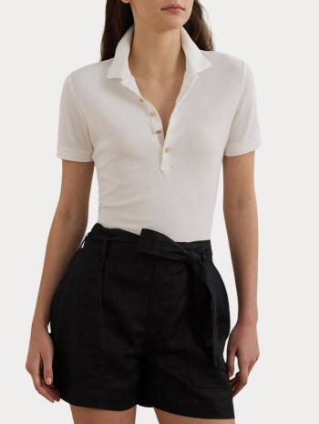 γυναικεια πολο polo ralph lauren kiewick-knit pique white σε προσφορά