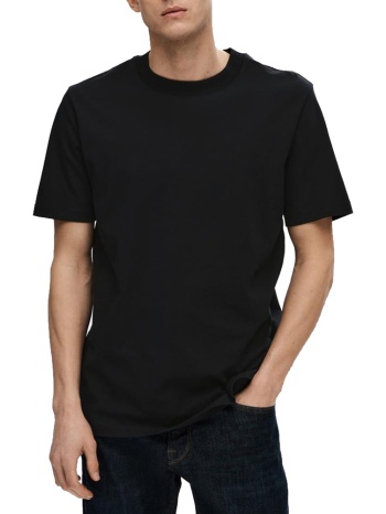t-shirt selected slhcolman ss o-neck tee black selected σε προσφορά