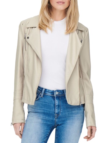 faux leather biker only gemma silver lining beige only σε προσφορά