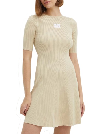 φορεμα calvin klein soft rib dress pale khaki calvin klein σε προσφορά