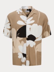πουκαμισο jack & jones jjjeff monochrome resort shirt ss coriander jack&jones