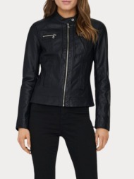 jacket only bandit faux leather biker black only