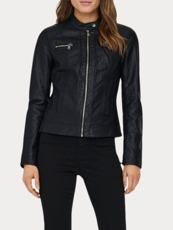 jacket only bandit faux leather biker black only σε προσφορά