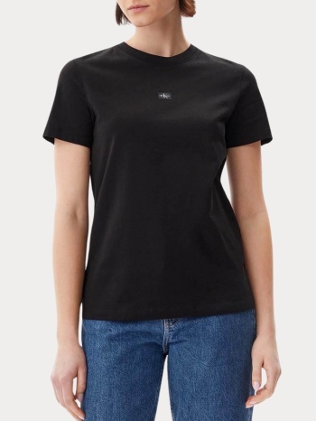 t-shirt calvin klein woven label regular fit ck black σε προσφορά