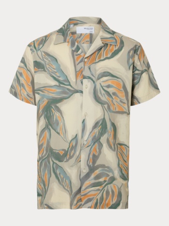 πουκαμισο selected slhreg air shirt ss mix oatmeal/leaf σε προσφορά