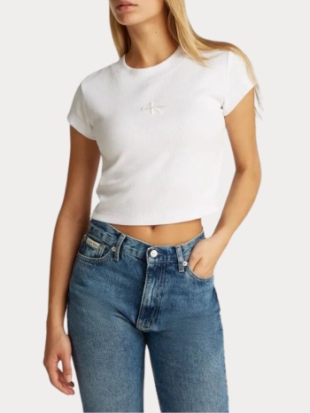 t-shirt calvin klein monogram baby tee ribbed brilliant σε προσφορά