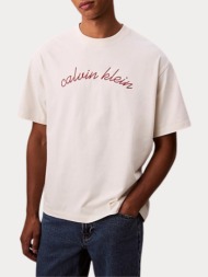 t-shirt calvin klein ss centre chain stitch tofu calvin klein