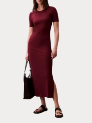 φορεμα calvin klein a modal ss ribbed deep rouge calvin klein