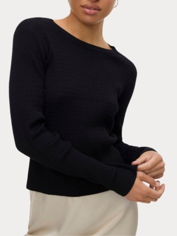pullover vero moda vmsilje ls o-neck cable black vero moda σε προσφορά