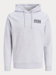 φουτερ jack & jones jjgeplas sweat hood ln white melange jack&jones