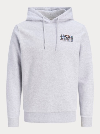 φουτερ jack & jones jjgeplas sweat hood ln white melange σε προσφορά