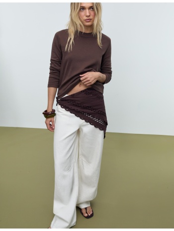 stradivarius βασική βαμβακερή μπλούζα κανονικής γραμμής