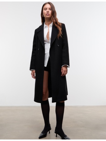 stradivarius υφασμάτινο παλτό με ζώνη μαύρο l