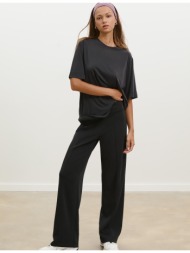 stradivarius μπλούζα oversized με απαλή υφή μαύρο m