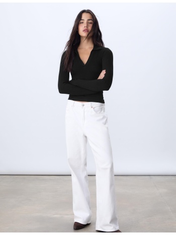 stradivarius μπλούζα πόλο χωρίς ραφές μαύρο s