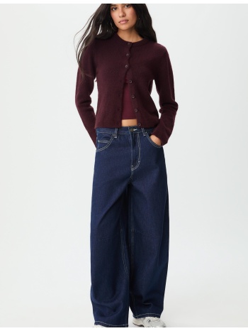 stradivarius πλεκτή ζακέτα με κουμπιά γκρενά xs