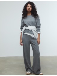 stradivarius πλεκτή μπλούζα με στρογγυλή λαιμόκοψη ανθρακί xs