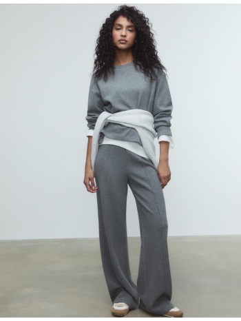 stradivarius πλεκτή μπλούζα με στρογγυλή λαιμόκοψη ανθρακί