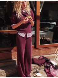 stradivarius παντελόνι palazzo απαλής υφής μελιτζανί m