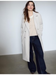 stradivarius παλτό trench με απαλή υφή εκρού xs