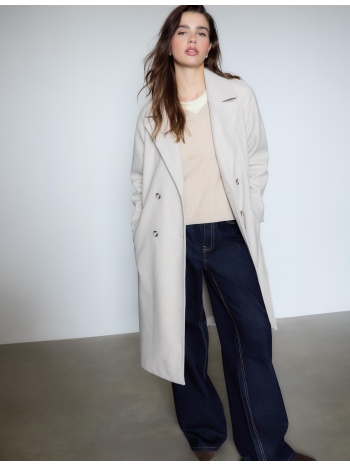 stradivarius παλτό trench με απαλή υφή εκρού xs σε προσφορά