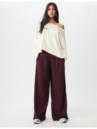 stradivarius παντελόνι φούτερ φαρδύ μπαντζάκι με ρέλι γκρενά xl