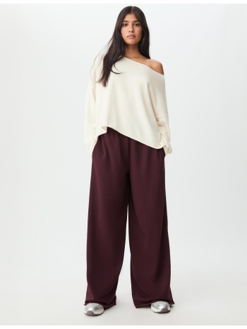 stradivarius παντελόνι φούτερ φαρδύ μπαντζάκι με ρέλι