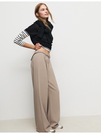 stradivarius φαρδύ παντελόνι με λεπτομέρεια αγκράφα 32