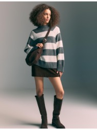 stradivarius βασικό πλεκτό πουλόβερ ανθρακί xs