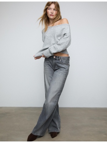 stradivarius πλεκτό πουλόβερ με λαιμόκοψη χαμόγελο και