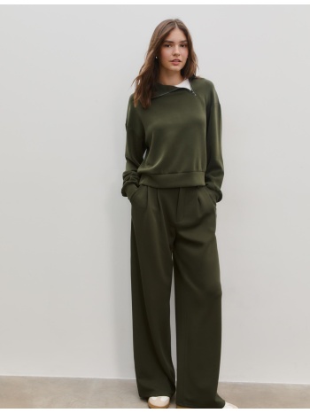 stradivarius φούτερ με πλαινό φερμουάρ απαλής υφής m