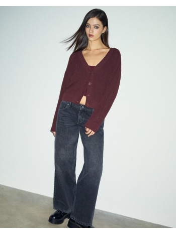 stradivarius πλεκτή ζακέτα με κουμπιά γκρενά xs σε προσφορά