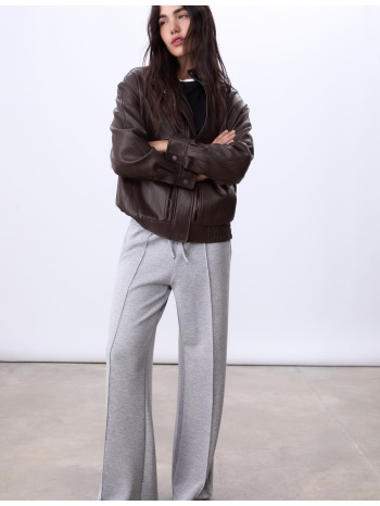 stradivarius oversize μπουφάν με όψη δέρματος καφέ xs