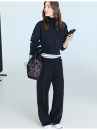 stradivarius παντελόνι jogger με εφέ ξεβάμματος ανθρακί s