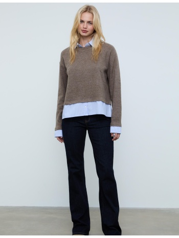 stradivarius μπλούζα πλεκτή bimateria 0-456 l