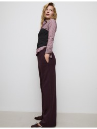 stradivarius jogger παντελόνι με φαρδύ μπαντζάκι μωβ m