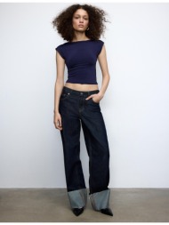 stradivarius μπλούζα με ανοιχτή πλάτη σκούρο μπλε xs