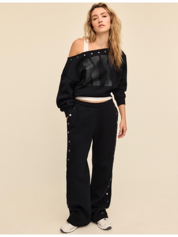 stradivarius παντελόνι jogger με λεπτομέρεια τρουκς μαύρο xs