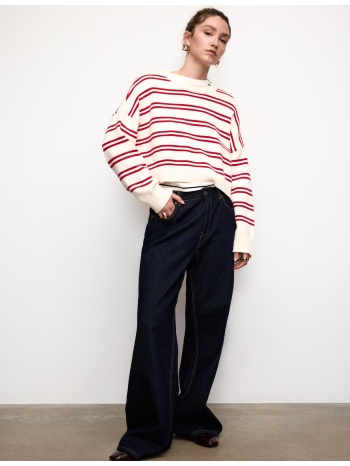 stradivarius ριγέ κοντό πλεκτό πουλόβερ κόκκινο m σε προσφορά