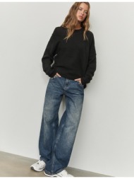 stradivarius ασύμμετρο πλεκτό πουλόβερ μαύρο xs